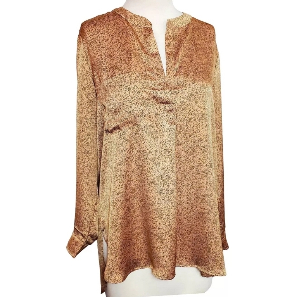 NWT Bishop + Young Printed Satin Pullover Tunic Top Womens Large‎